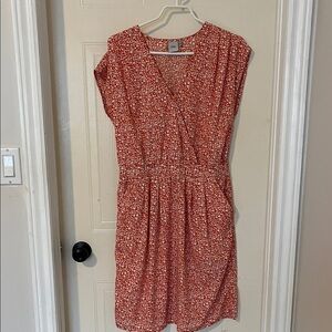 Coral v neck dress